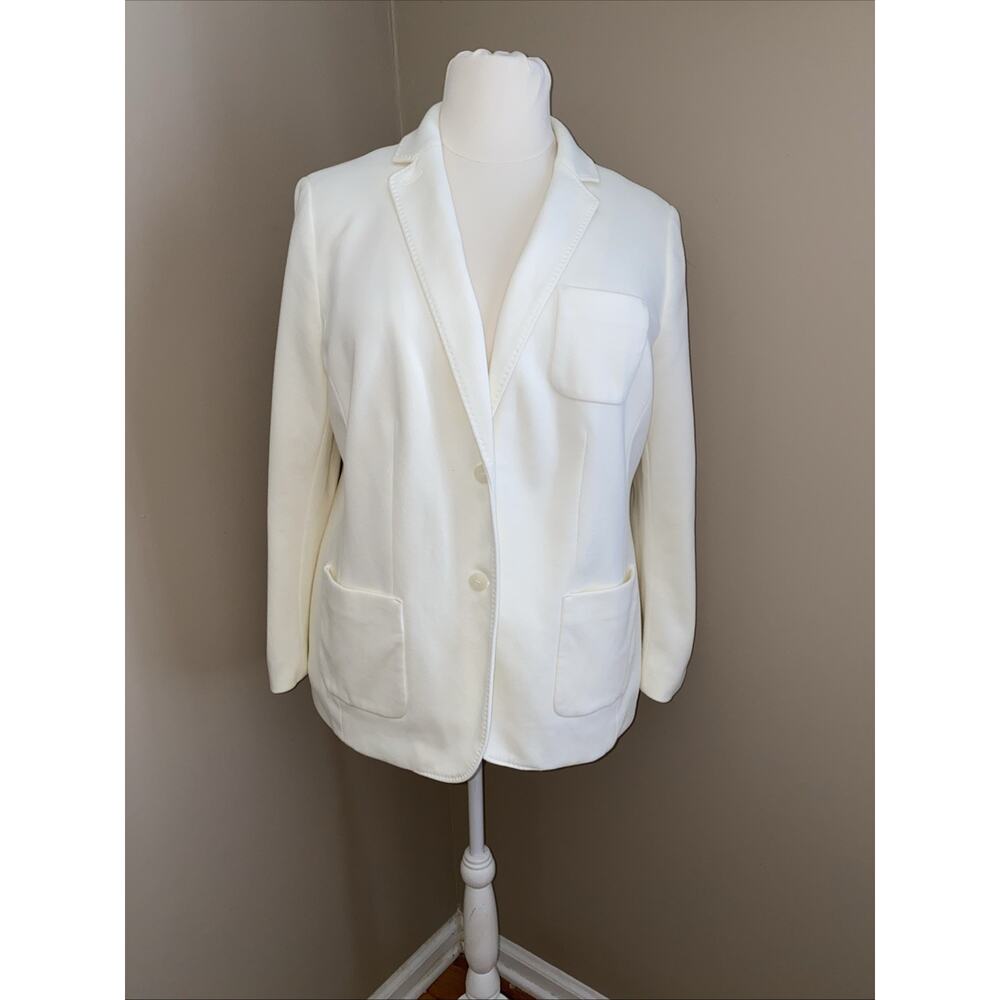 Talbots Aberdeen Beige Suit Jacket Blazer Cotton Blend Lined Pockets Plus 18W